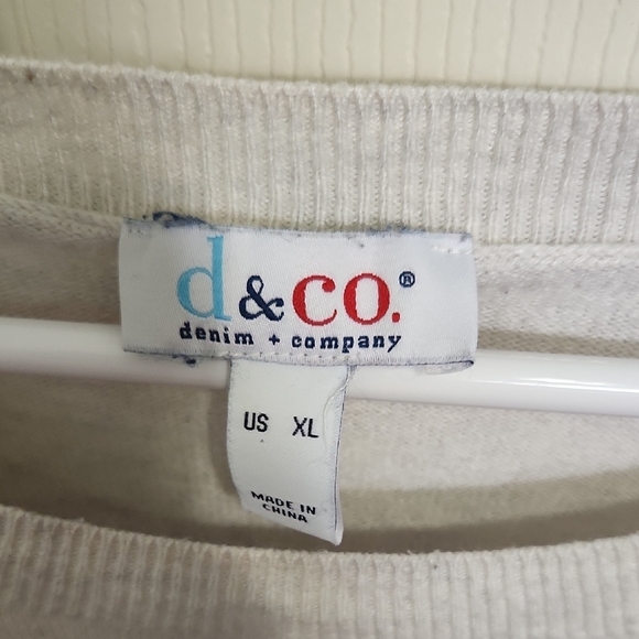 d&co Women's Long Sleeve Cream Top - Picture 2 of 2